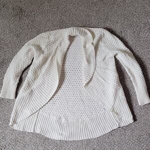 Converse One Star White Knit Cardigan Sweater 100% Cotton Women's S Long Sleeve